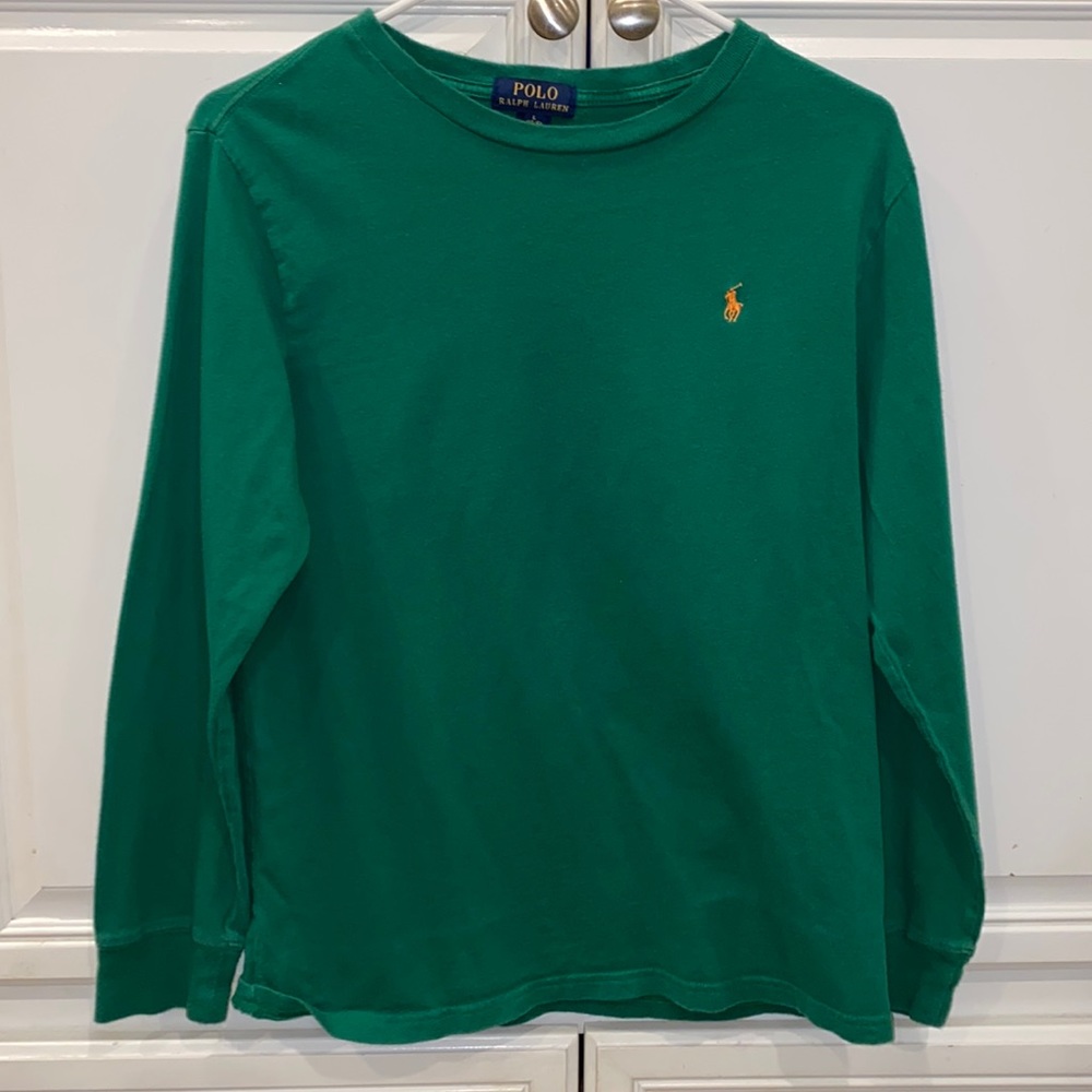Ralph Lauren long sleeve Boys green tee excellent used condition
